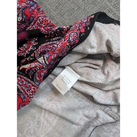J Jill Wearever Collection Top Womens L Black Pink Paisley Tunic Preppy Boho - Picture 7 of 7